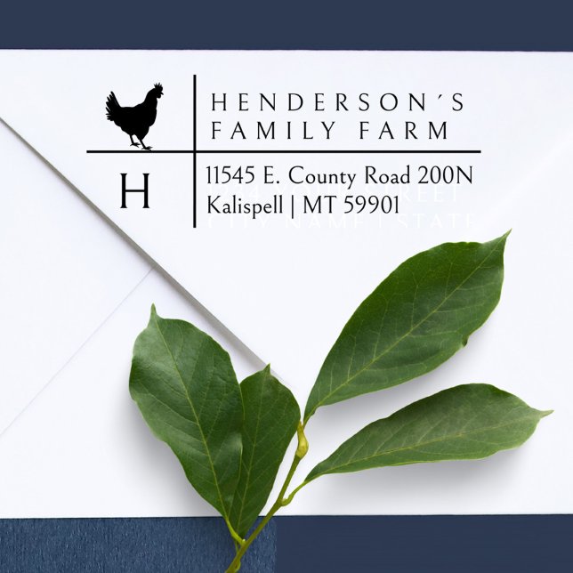 Tampon Auto-encreur Simple Modern Farm Family Adresse de retour initia (Créateur téléchargé)