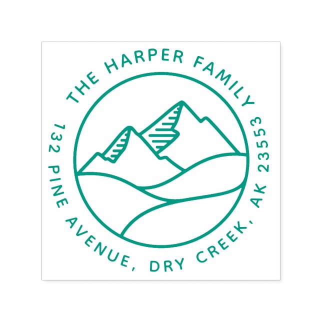 Tampon Auto-encreur Simple Modern Mountain Landcape Adresse familiale (Design)