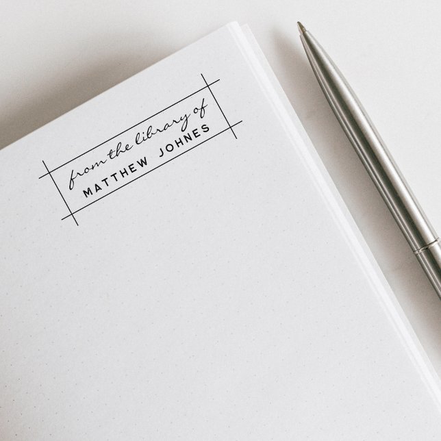 Tampon Auto-encreur Simple Moderne De La Bibliothèque De Minimal (Créateur téléchargé)