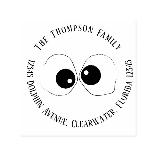 Tampon Auto-encreur Simple moderne Funny Goofy Eyes Whimsical (Design)