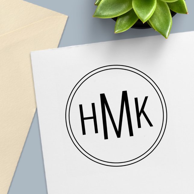 Tampon Auto-encreur Simple Monogramme Propre 3 Initiales (Créateur téléchargé)