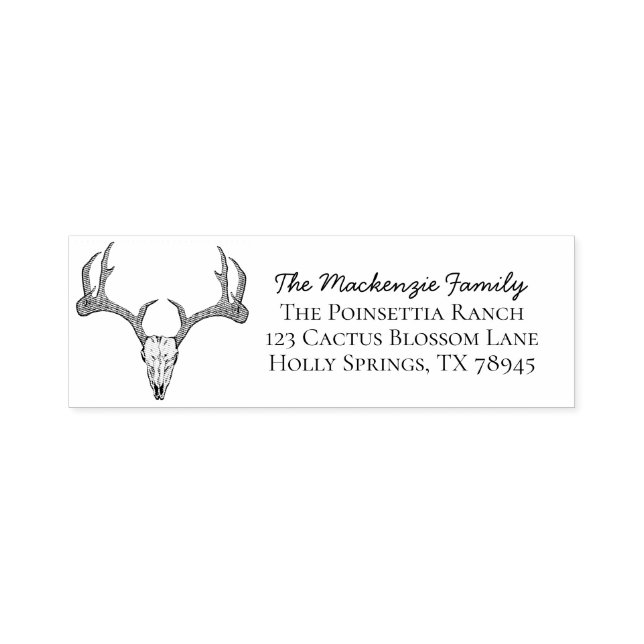 Tampon Auto-encreur Simple Russe Deer Antlers Family Adresse de retour (Design)