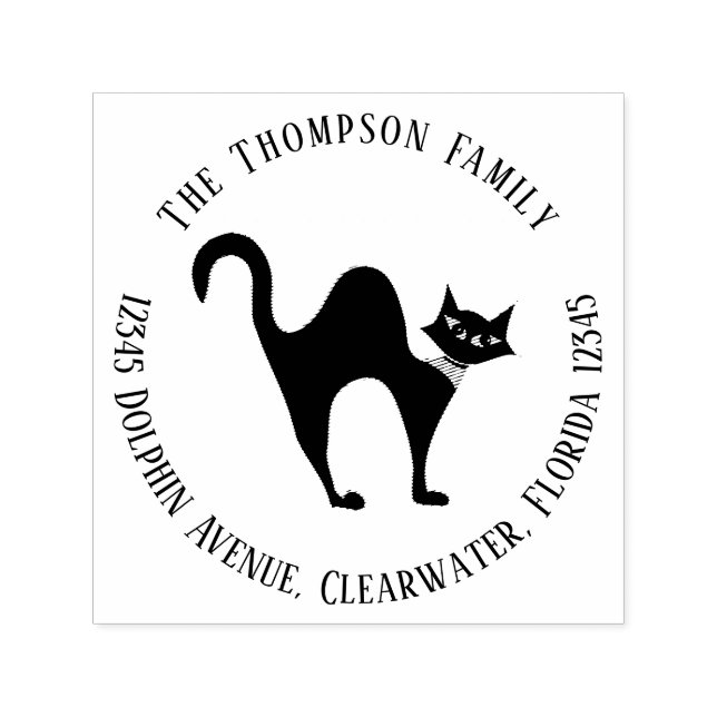 Tampon Auto-encreur Simple Whimsical Black Cat Cute Adresse de retour (Design)