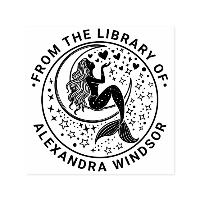 Tampon Auto-encreur Sirène Torride sur le nom de livre de la bibliothè (Design)