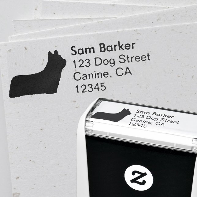 Tampon Auto-encreur Skye Terrier Chien race Silhouette Adresse de reto (Créateur téléchargé)
