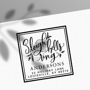 Tampon Auto-encreur Sleigh Bells Anneau Adresse de Noël