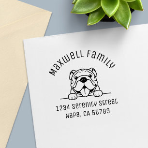 Tampon Auto-encreur Smiling Bulldog Pet Arch Adresse de famille