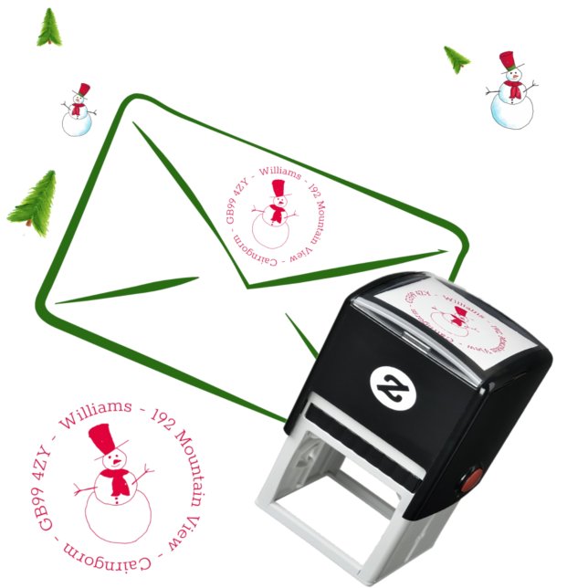 Tampon Auto-encreur Snowman Christmas Address  Self-inking Stamp (Créateur téléchargé)