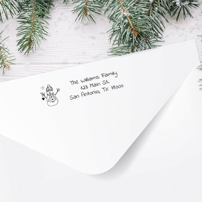 Tampon Auto-encreur Snowman Holiday Adresse de retour (Add some cuteness to your holiday mail with this personalized snowman return address stamp.)
