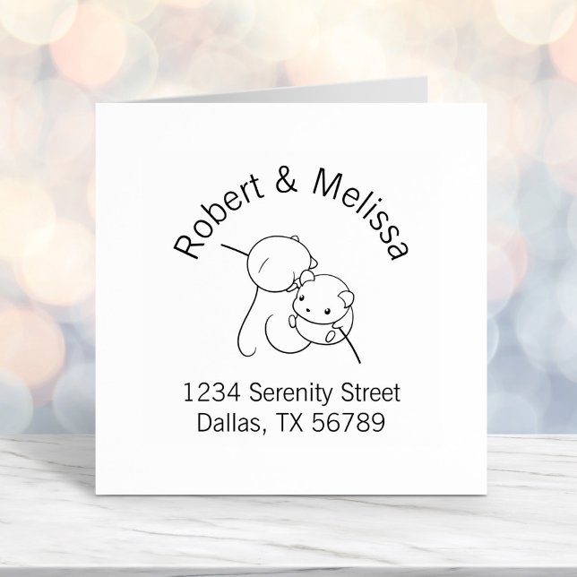 Tampon Auto-encreur Souris de moisson, paire de souris d'arc de couple (Créateur téléchargé)