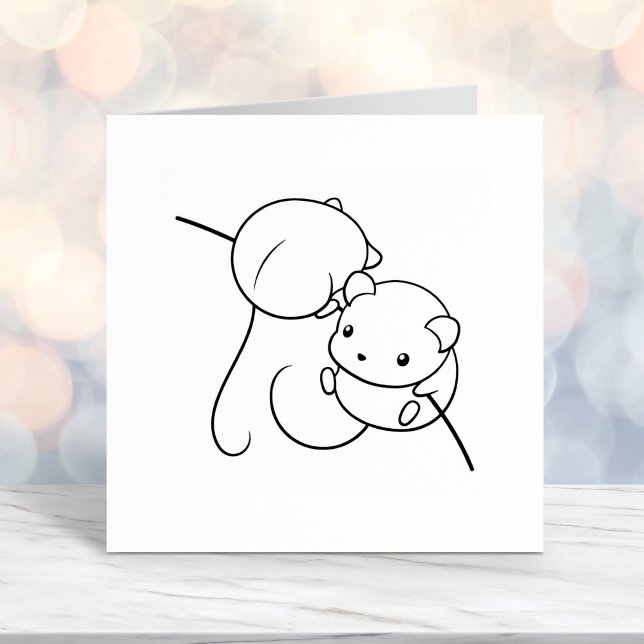 Tampon Auto-encreur Souris de récolte, paire de souris sur une échelle (Créateur téléchargé)