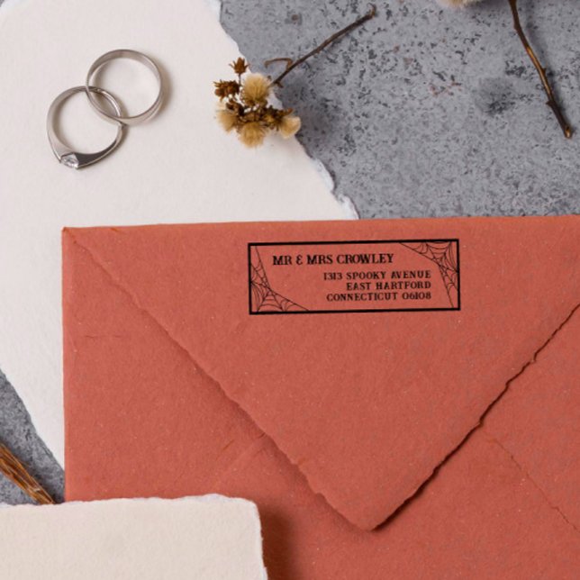 Tampon Auto-encreur Spiderwebs Halloween Goth Mr & Mrs. (Créateur téléchargé)