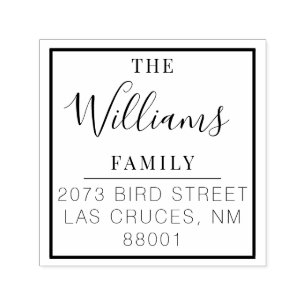 Tampon Auto-encreur Square Custom Family Name Script Adresse de Retou