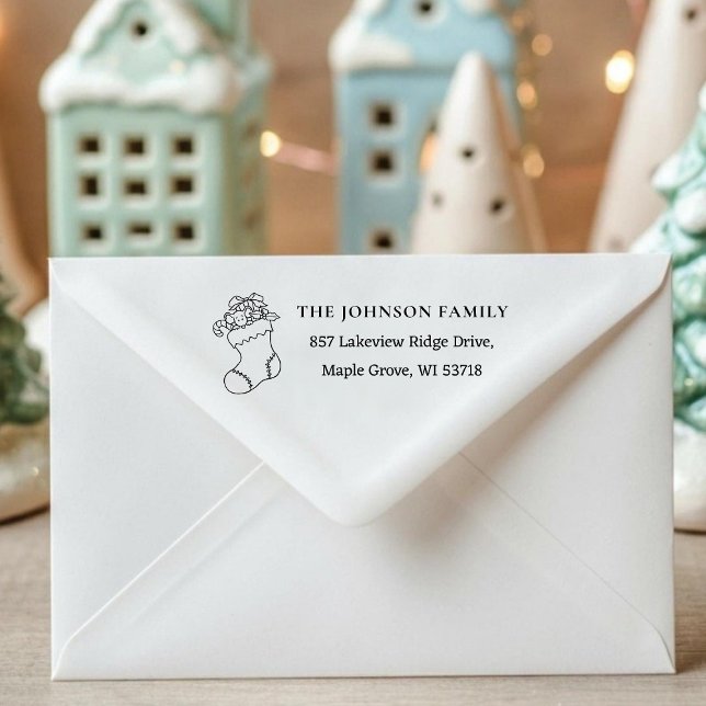 Tampon Auto-encreur [Stocking Stamp] Custom Christmas Card Address ([Stocking Stamp] Custom Christmas Card Address Self-inking Stamp)