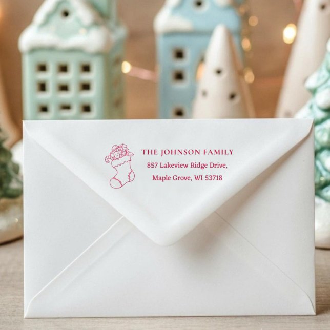 Tampon Auto-encreur [Stocking Stamp] Custom Christmas Card Address ([Stocking Stamp] Custom Christmas Card Address Self-inking Stamp)