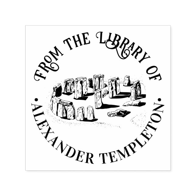 Tampon Auto-encreur Stonehenge « De la bibliothèque de » Nom du livre  (Design)
