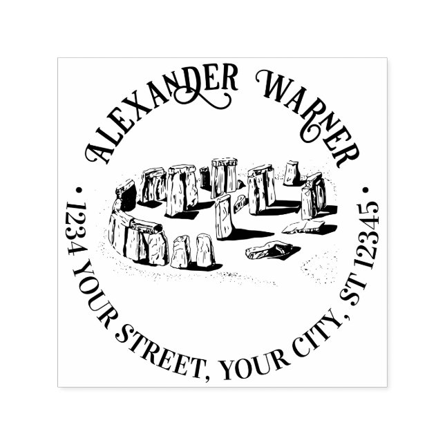 Tampon Auto-encreur Stonehenge England Nom Adresse de retour (Design)