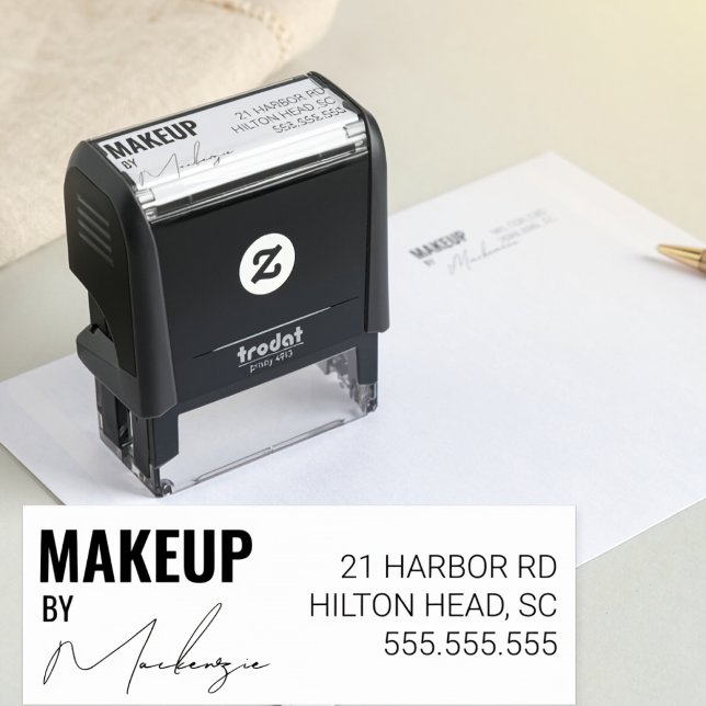 Tampon Auto-encreur Studio de Maquillage Script Adresse de Retour Télé (Créateur téléchargé)