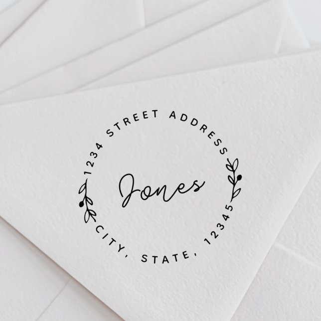 Tampon Auto-encreur Style à main Nom de famille Rond Adresse de retour (Créateur téléchargé)