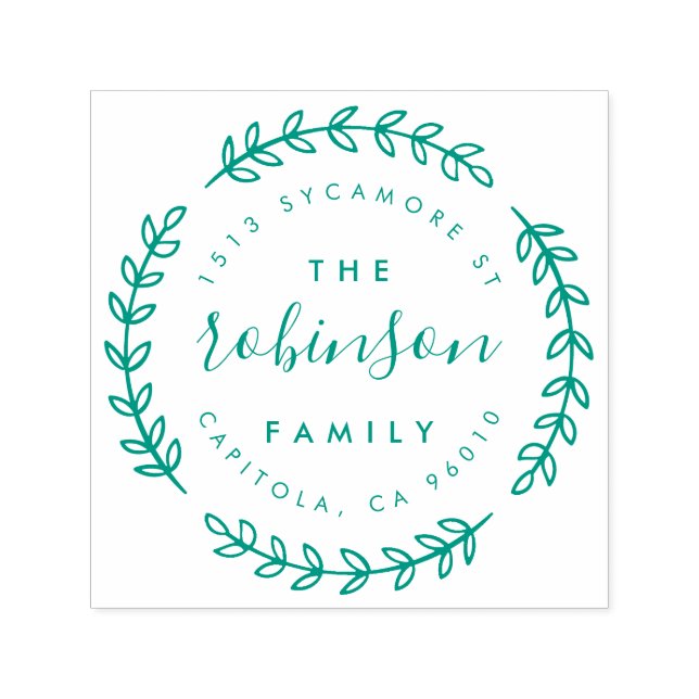 Tampon Auto-encreur Style Circulaire Leaf Nom de famille Adresse de re (Design)