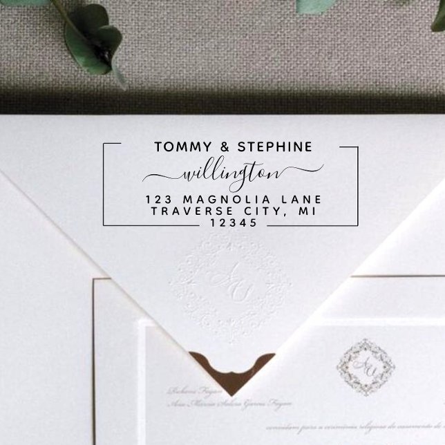 Tampon Auto-encreur Stylish Script Retourner l'adresse auto-écriture T (Créateur téléchargé)