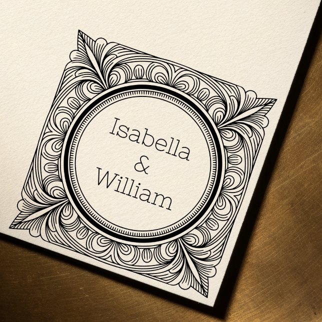 Tampon Auto-encreur Stylized Scrollwork Couple Self-Inking Stamp (Créateur téléchargé)