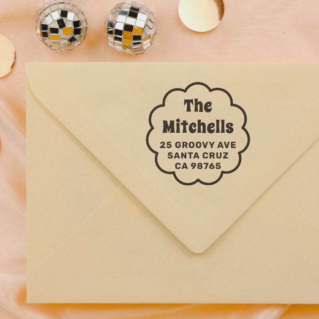 Tampon Auto-encreur Super Retro Daisy Frame Famille Adresse de retour (Rubber Stamp Mock-up)