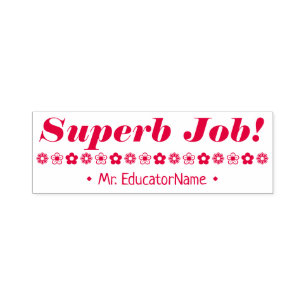 Tampon Auto-encreur "Superbe tâche !" + Nom de l'instructeur Timbre en
