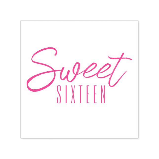 Tampon Auto-encreur Sweet sixteen moderne hot rose filles 16e (Design)