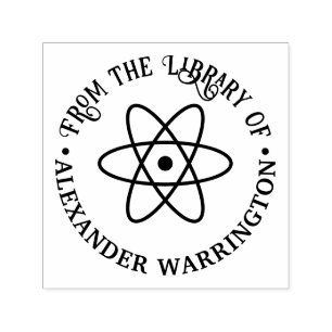 Tampon Auto-encreur Symbole Atom #1 "De la bibliothèque de" Nom du liv