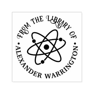 Tampon Auto-encreur Symbole Atom #2 "De la bibliothèque de" Nom du liv