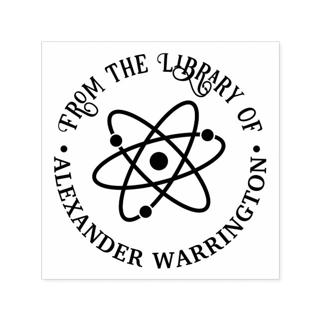 Tampon Auto-encreur Symbole Atom #2 "De la bibliothèque de" Nom du liv (Design)