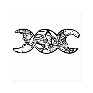Tampon Auto-encreur Symbole de la Déesse Triple Lune Fleurir