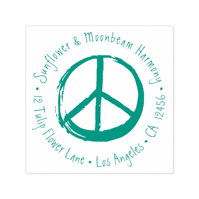 Tampon Auto-encreur Symbole de la paix Pas de guerre Hippie Amour Sign (Design)