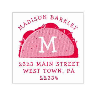 Tampon Auto-encreur Taco Cute Kids Adresse de retour Timbre