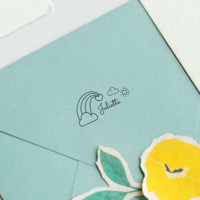 Tampon Auto-encreur Tampographe personnalisé enfant soleil arc-en-ciel (Créateur téléchargé)