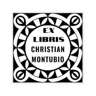 Tampon Auto-encreur Tampon de livre géométrique Ex Libris - auto-encre