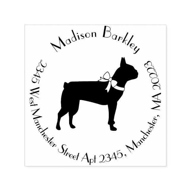 Tampon Auto-encreur Tchiot de chien Terrier de Boston (Design)