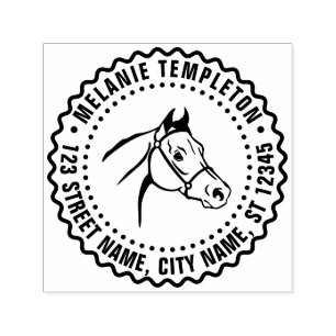 Tampon Auto-encreur Tête de cheval ligne d'art FF nom Adresse de retou