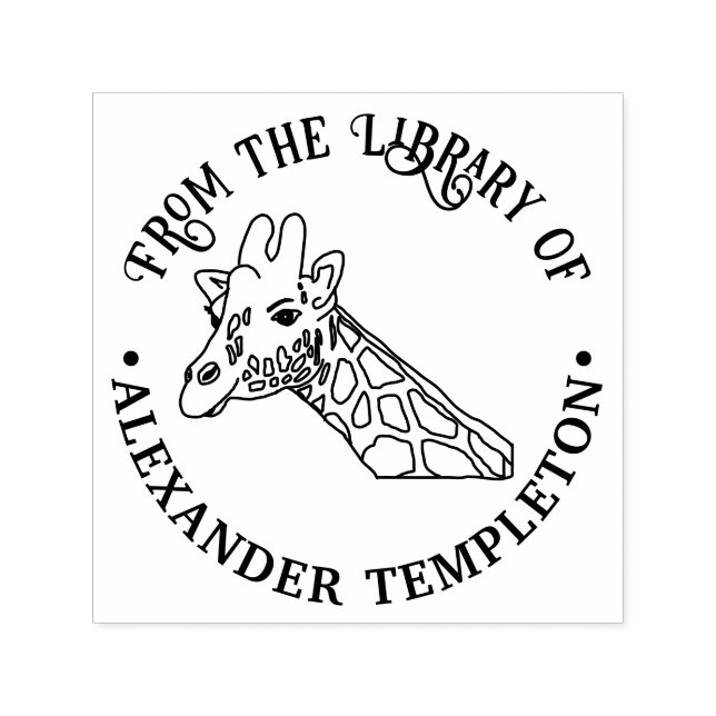 Tampon Auto-encreur Tête de girafe tacheté #2 Nom du livre de biblioth (Design)