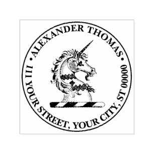 Tampon Auto-encreur Tête de Licorne Héraldique Blason Emblème