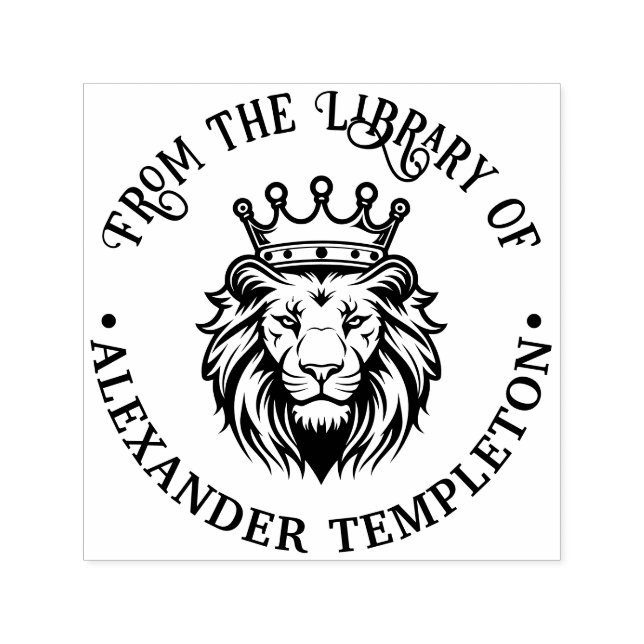 Tampon Auto-encreur Tête de Lion portant une couronne #1P Nom du livre (Design)
