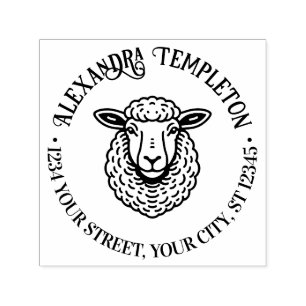 Tampon Auto-encreur Tête de mouton rustique Nom Adresse de retour #1P