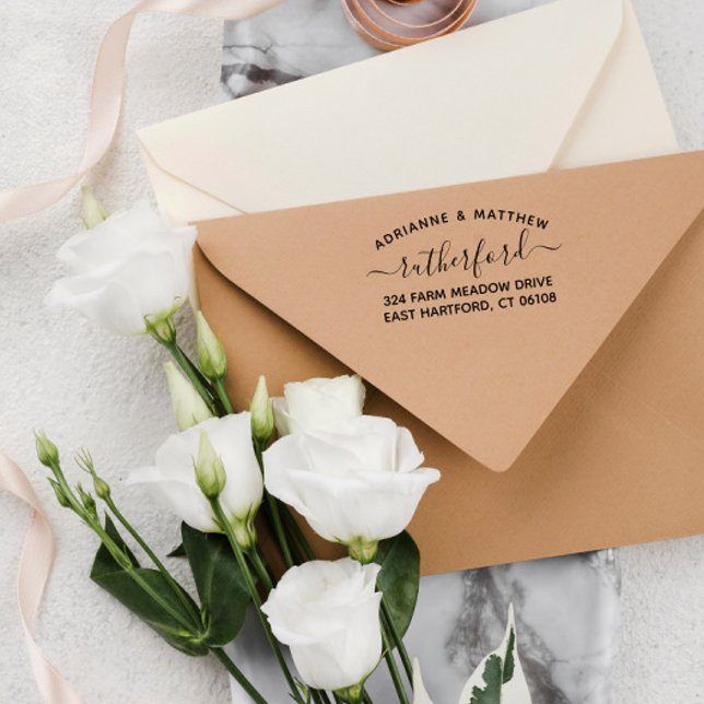 Tampon Auto-encreur Texte et script courbé Charming Adresse de retour (Créateur téléchargé)