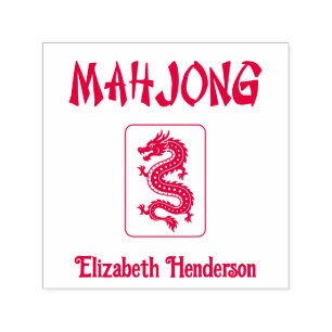 Tampon Auto-encreur Texte Mahjong de style chinois, tuile de dragon, a
