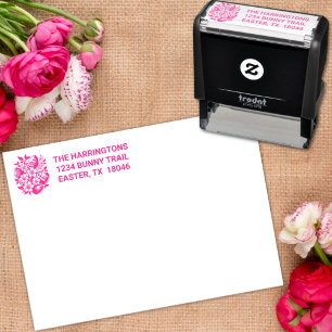Tampon Auto-encreur Texte Personnalisé Pâques Fleurs Pastel & Oeufs Pâ