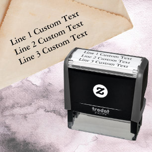 Tampon Auto-encreur Texte personnalisé traditionnel 3 lignes de série
