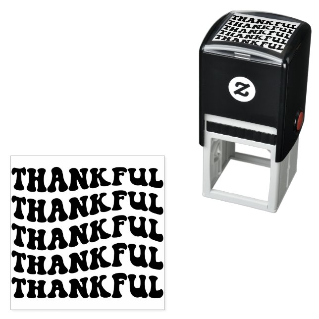 Tampon Auto-encreur Thankful Typography  (En situation)