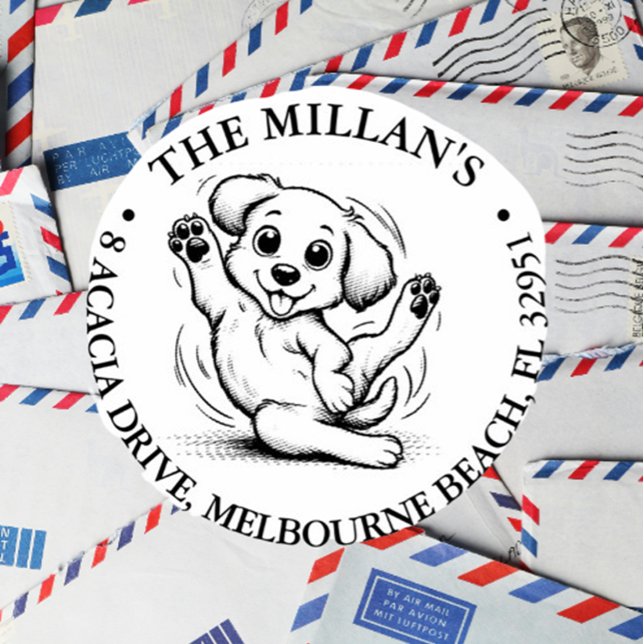 Tampon Auto-encreur thème amoureux du chiot souriant (Celebrate your love for puppies with our smiling puppy lover self-inking stamp )