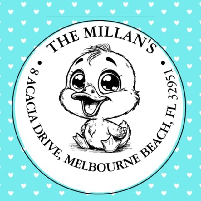 Tampon Auto-encreur Thème Baby Happy Duck (Add a touch of charm to your projects with our Cheeky Fox Theme Self-Inking Stamp)